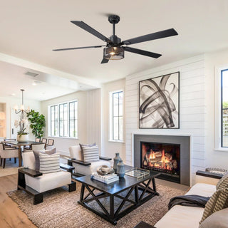 60 Inch Eden Black Ceiling Fan with Light and APP & Remote Control
