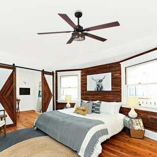 60 Inch Eden Black Ceiling Fan with Light and APP & Remote Control