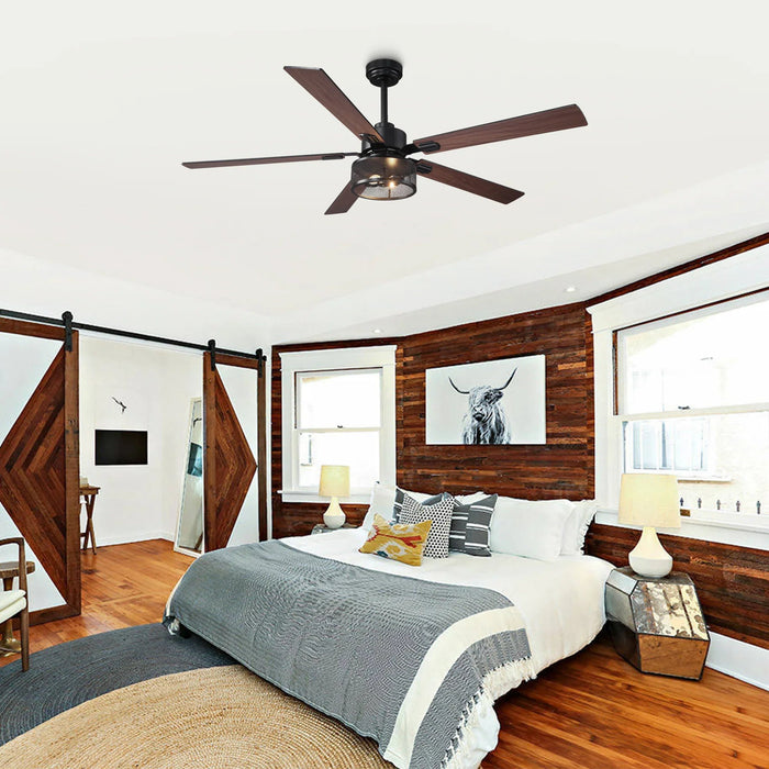 60 Inch Eden Black Ceiling Fan with Light and APP & Remote Control