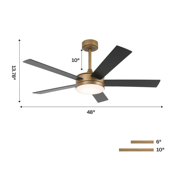 Vaczon 48 Inch Tracy Downrod Mount LED Ceiling Fan with APP & Remote Control