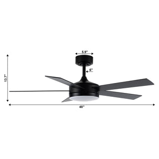 Vaczon 48" 5 Blades Hamptons Industrial DC Motor Ceiling Fan with LED Lighting and Remote Control