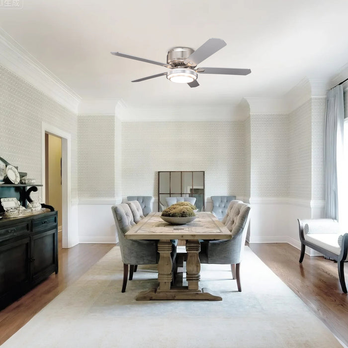 Vaczon 52 Inch Double-sided Blades Flush Mount LED Ceiling Fan with APP and Remote Control