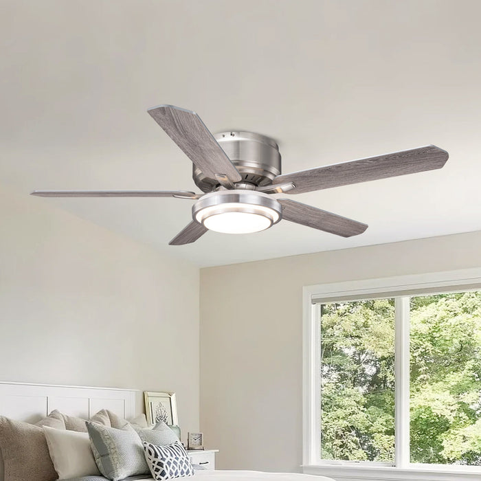 Vaczon 52 Inch Double-sided Blades Flush Mount LED Ceiling Fan with APP and Remote Control