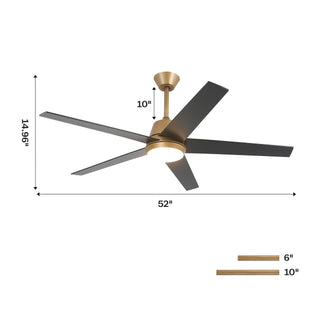 Vaczon Otis 52 Inch LED Downrod Mount Ceiling Fan with APP Remote Control
