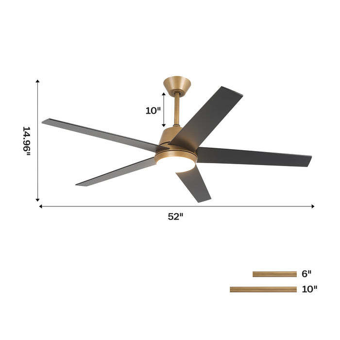 Vaczon Otis 52 Inch LED Downrod Mount Ceiling Fan with APP Remote Control