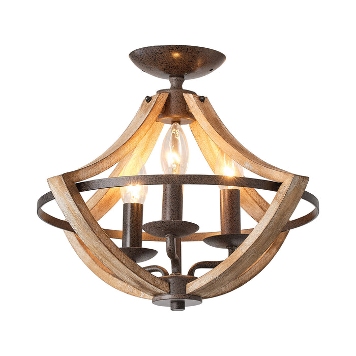 3-Light Farmhouse Semi Flush Mount Ceiling Light