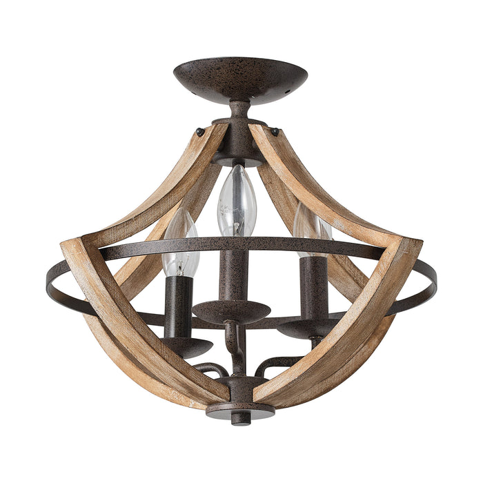 3-Light Farmhouse Semi Flush Mount Ceiling Light