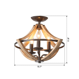 3-Light Farmhouse Semi Flush Mount Ceiling Light