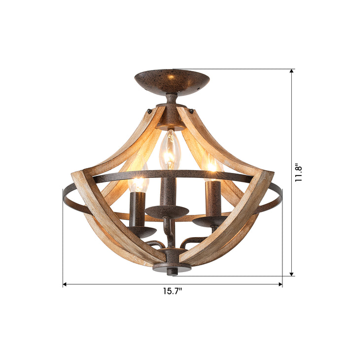 3-Light Farmhouse Semi Flush Mount Ceiling Light