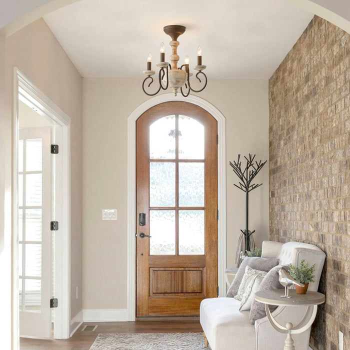 4-Light Rustic Semi Flush Mount Ceiling Light