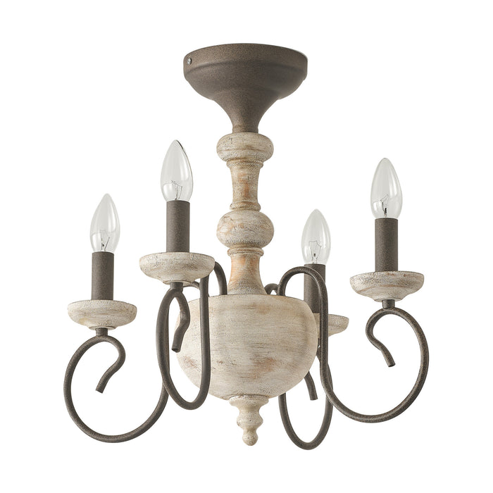 4-Light Rustic Semi Flush Mount Ceiling Light