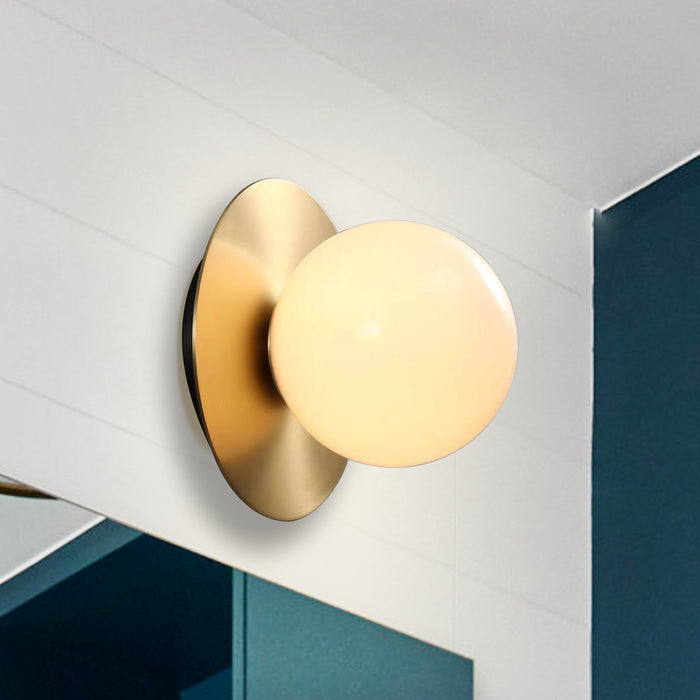 1-Light Modern Bathroom Golden Ball Wall Lighting