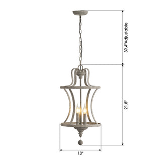 3-Light French Country Hamptons Industrial Pendant Lighting With Adjustable Hanging Length