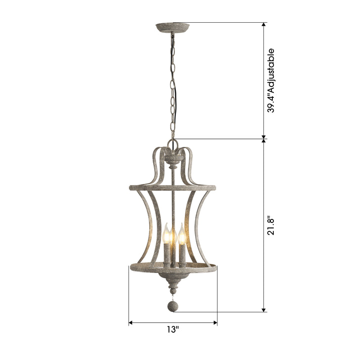 3-Light French Country Industrial Pendant Lighting With Adjustable Hanging Length