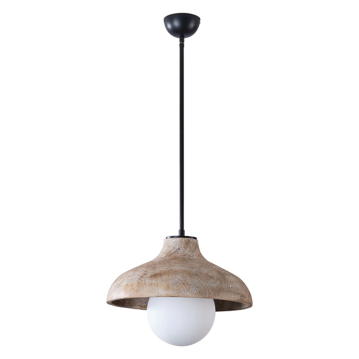 1-Light Brown Rustic Pendant Lighting with Glass Cover