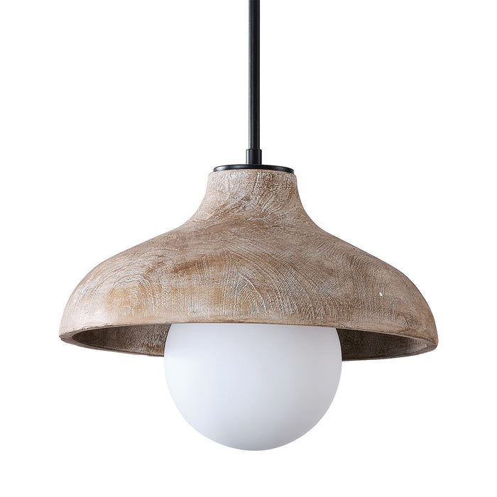 1-Light Brown Rustic Pendant Lighting with Glass Cover