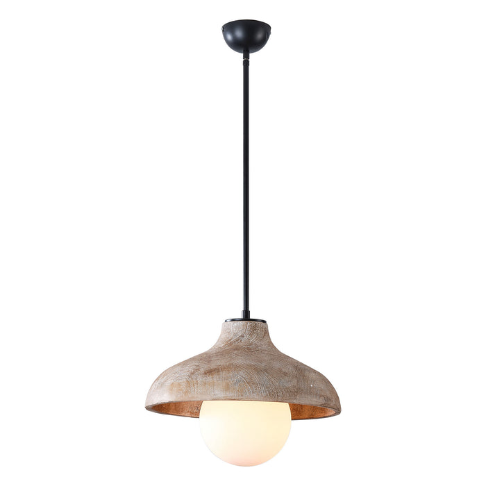 1-Light Brown Rustic Pendant Lighting with Glass Cover