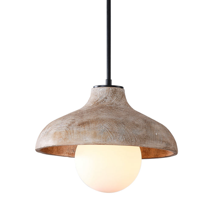 1-Light Brown Rustic Pendant Lighting with Glass Cover