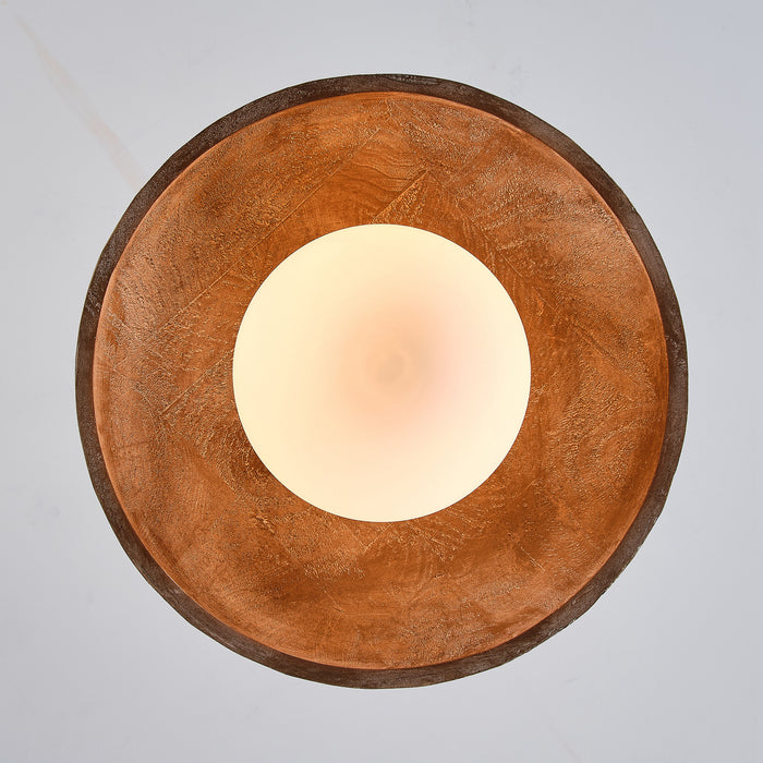 1-Light Brown Rustic Pendant Lighting with Glass Cover