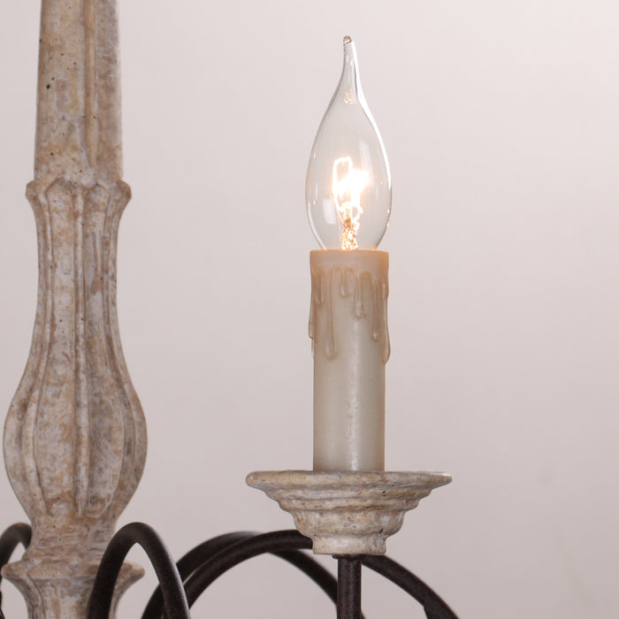 6-Light Rustic Pendant Lighting with White Distressed Wood