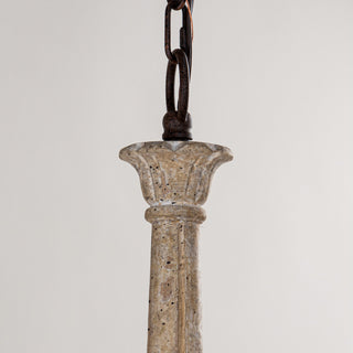 6-Light Rustic Pendant Lighting with White Distressed Wood