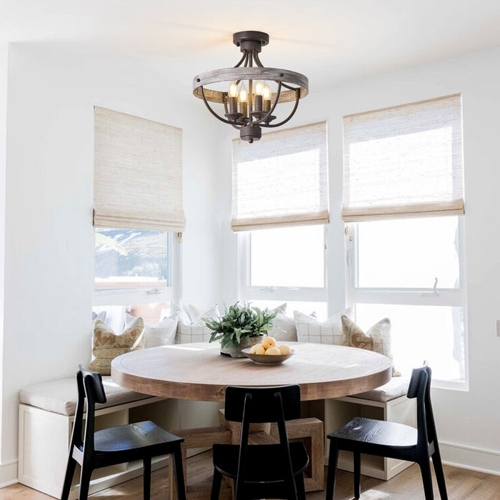 4-Light Farmhouse Semi Flush Mount Ceiling Light