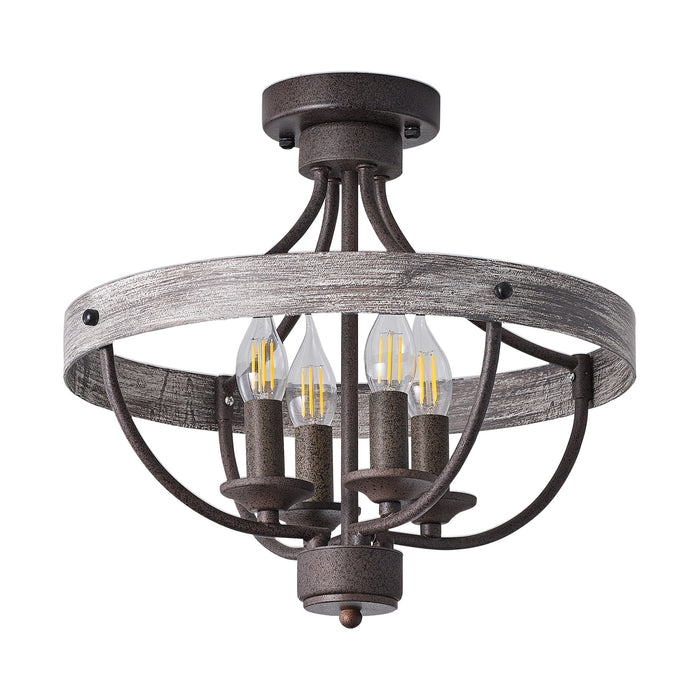 4-Light Farmhouse Semi Flush Mount Ceiling Light