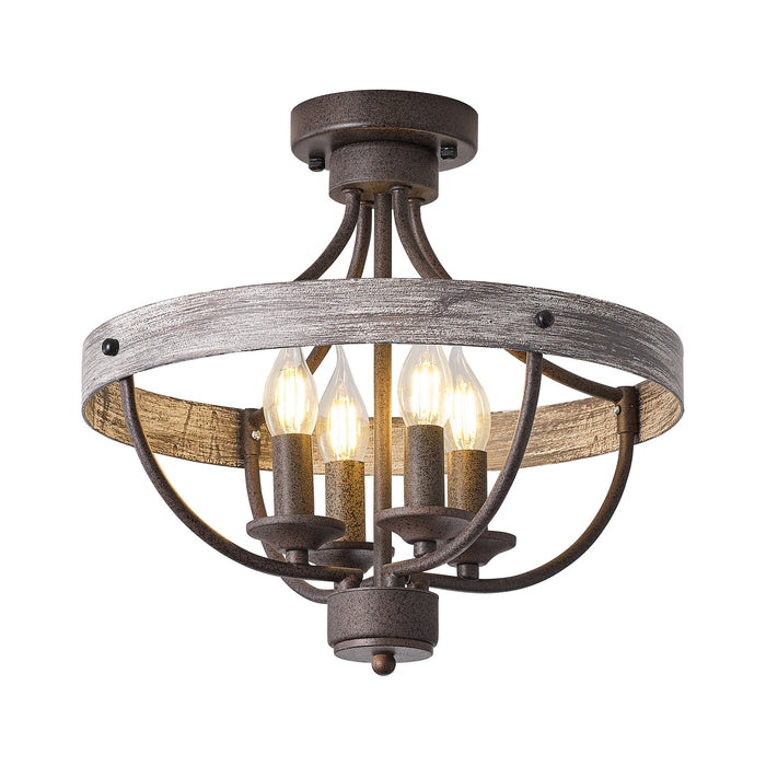 4-Light Farmhouse Semi Flush Mount Ceiling Light