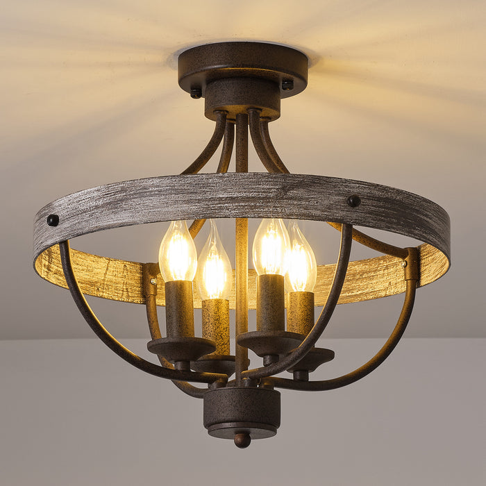 4-Light Farmhouse Semi Flush Mount Ceiling Light