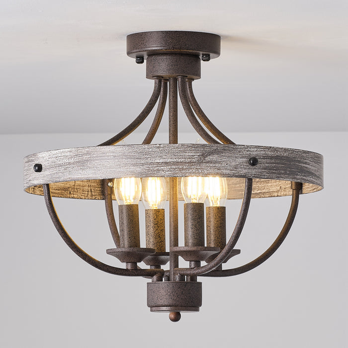 4-Light Farmhouse Semi Flush Mount Ceiling Light