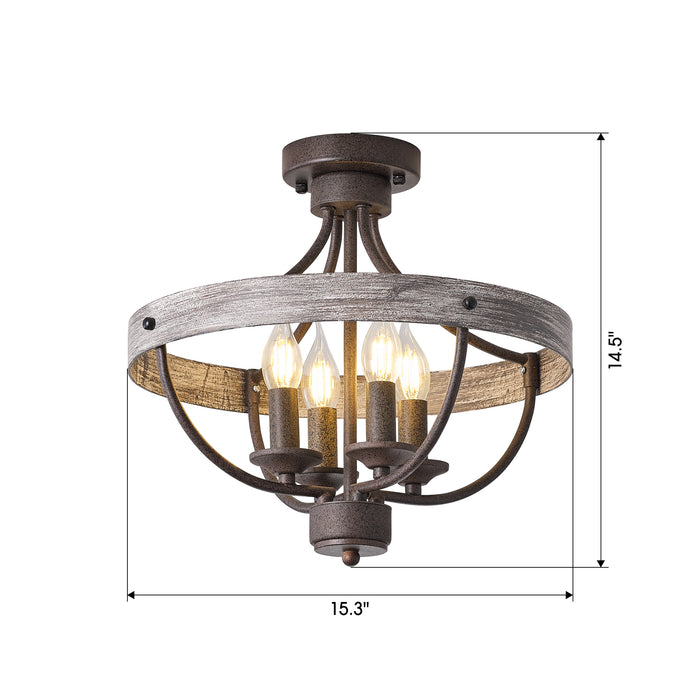 4-Light Farmhouse Semi Flush Mount Ceiling Light