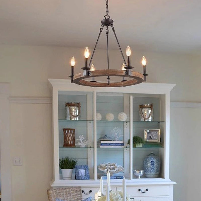 6-Light Farmhouse Chandeliers for Dining Room, Kitchen Island Lighting for Living Room, Entryway, Foyer