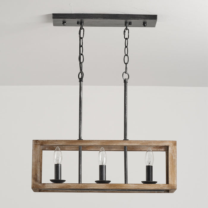 3-Light Rectangular Farmhouse Pendant Light Fixture