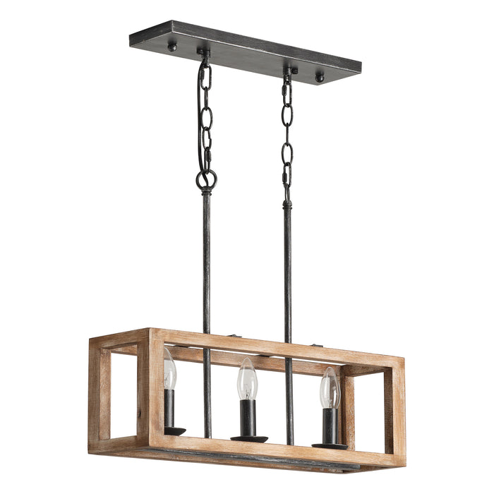 3-Light Rectangular Farmhouse Pendant Light Fixture