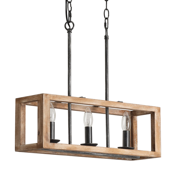 3-Light Rectangular Farmhouse Pendant Light Fixture