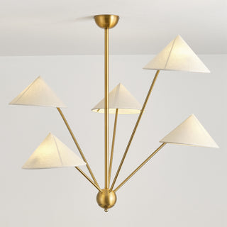 5-Light Hamptons Modern Golden Island Chandelier With Adjustable Hanging Length for Dining Area