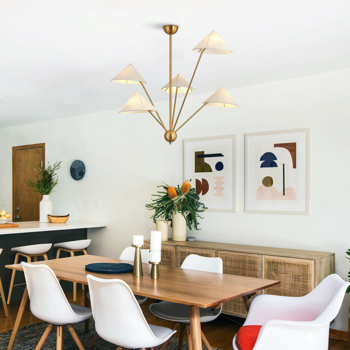 5-Light Modern Golden Island Chandelier With Adjustable Hanging Length for Dining Area