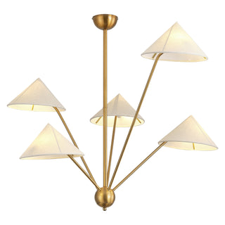 5-Light Hamptons Modern Golden Island Chandelier With Adjustable Hanging Length for Dining Area