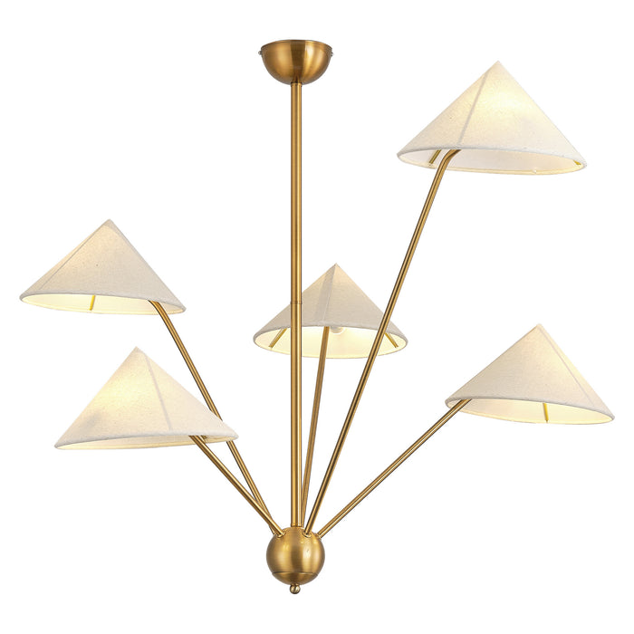 5-Light Modern Golden Island Chandelier With Adjustable Hanging Length for Dining Area