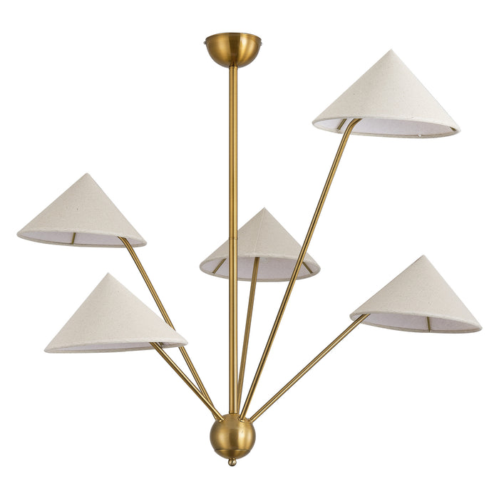 5-Light Modern Golden Island Chandelier With Adjustable Hanging Length for Dining Area