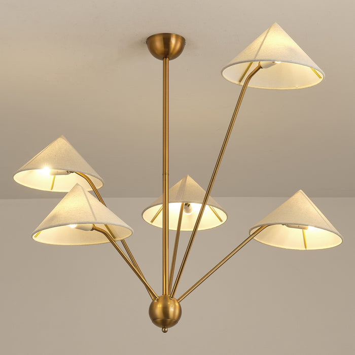 5-Light Modern Golden Island Chandelier With Adjustable Hanging Length for Dining Area