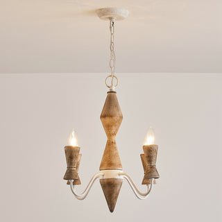 4-Light Candle Style Classic Traditional Wood Grain Paint Chandelier