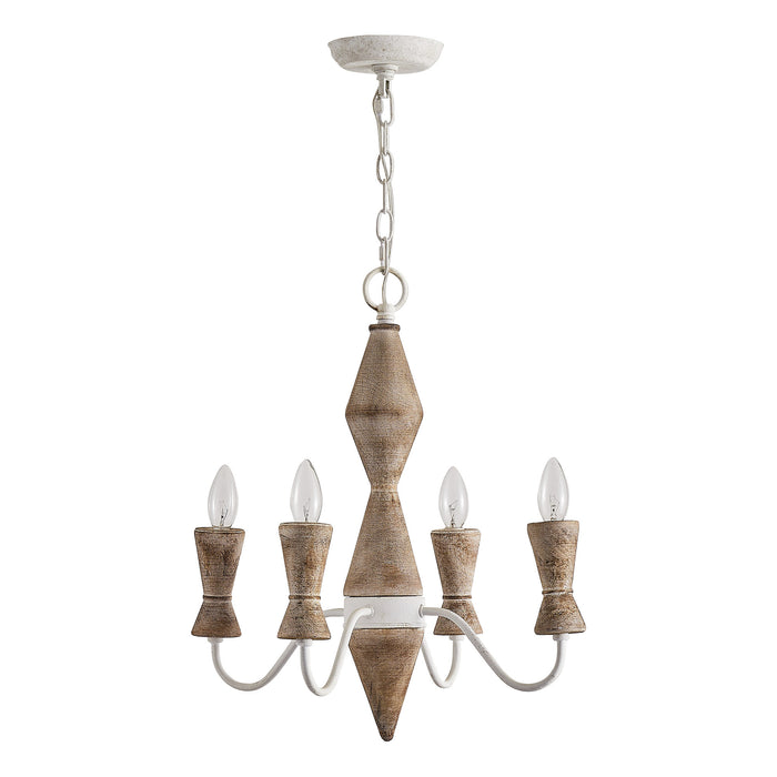 4-Light Candle Style Classic Traditional Wood Grain Paint Chandelier