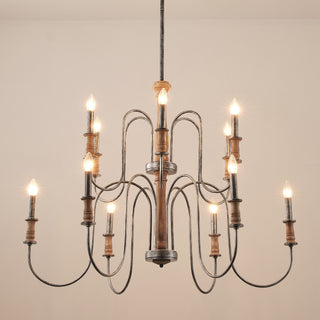 9-Light / 12-Light French Farmhouse Vintage Chandelier in Living Room, Dining Room
