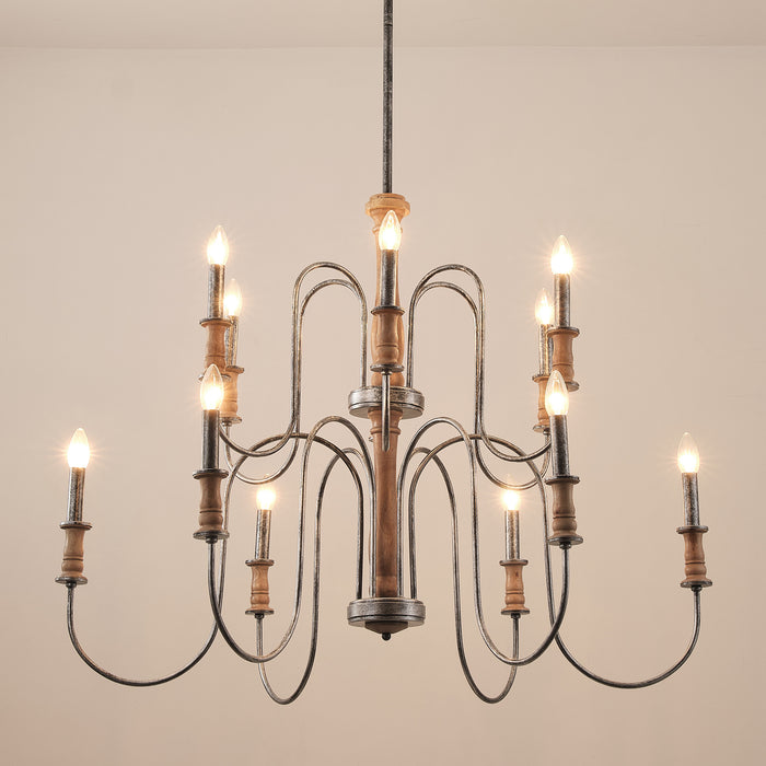 9-Light / 12-Light French Farmhouse Vintage Chandelier in Living Room, Dining Room