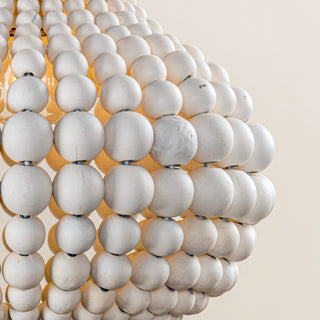 1-Light Creative Spherical Hamptons Farmhouse Chandelier Bohemia Wood Beaded Pendant Lighting