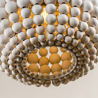 1-Light Creative Spherical Hamptons Farmhouse Chandelier Bohemia Wood Beaded Pendant Lighting
