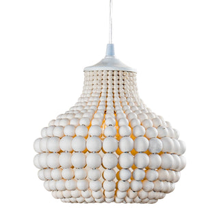 1-Light Creative Spherical Hamptons Farmhouse Chandelier Bohemia Wood Beaded Pendant Lighting