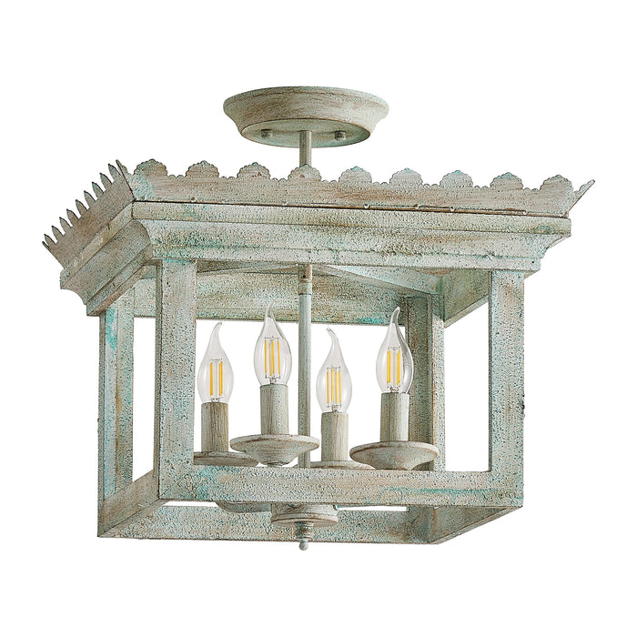 16" Rustic 4-Light Semi-Flush Lighting