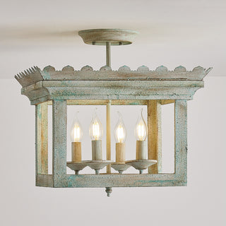 16" Rustic 4-Light Semi-Flush Lighting